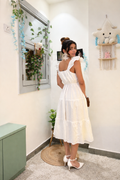 plunge sleeve summer midi dress