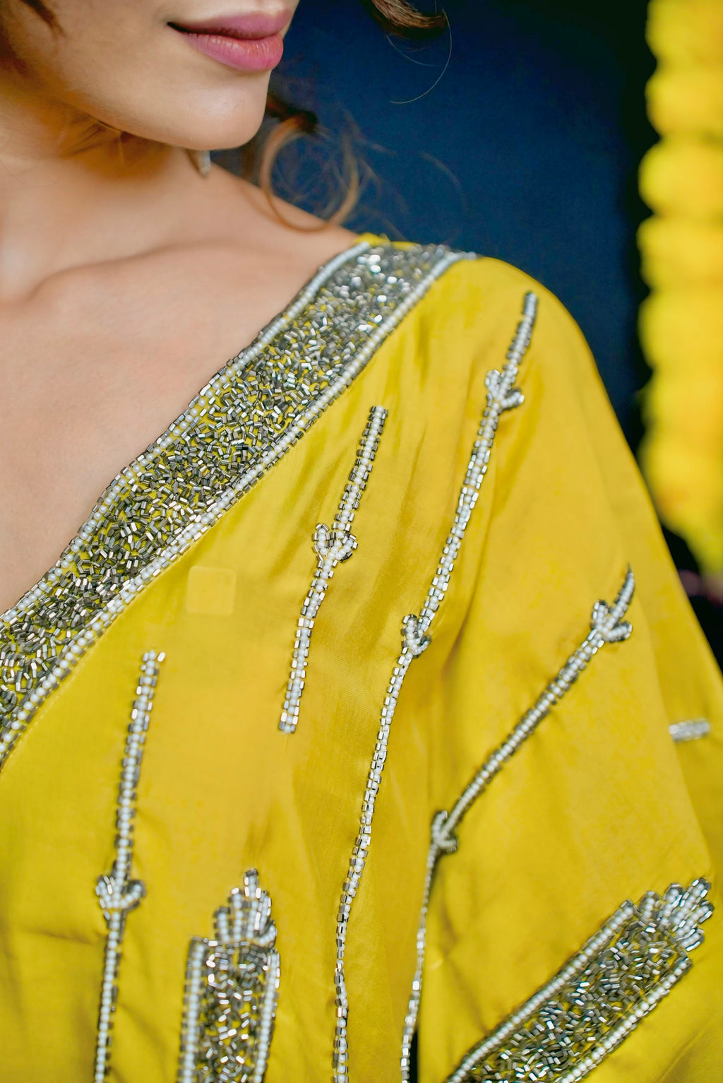 Yellow sequinc kaftan #041005