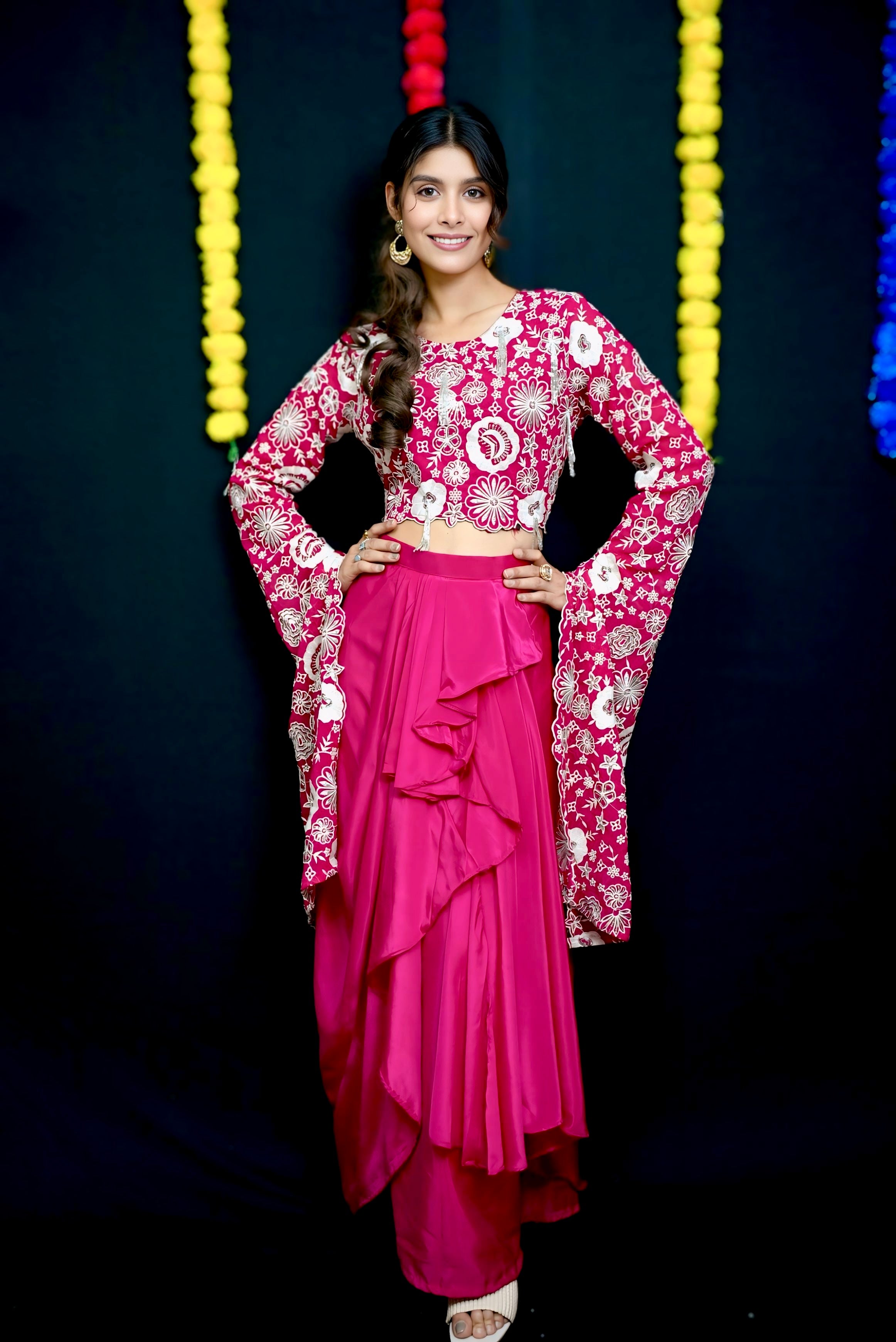 Pink long sleeve top & skirt #041006