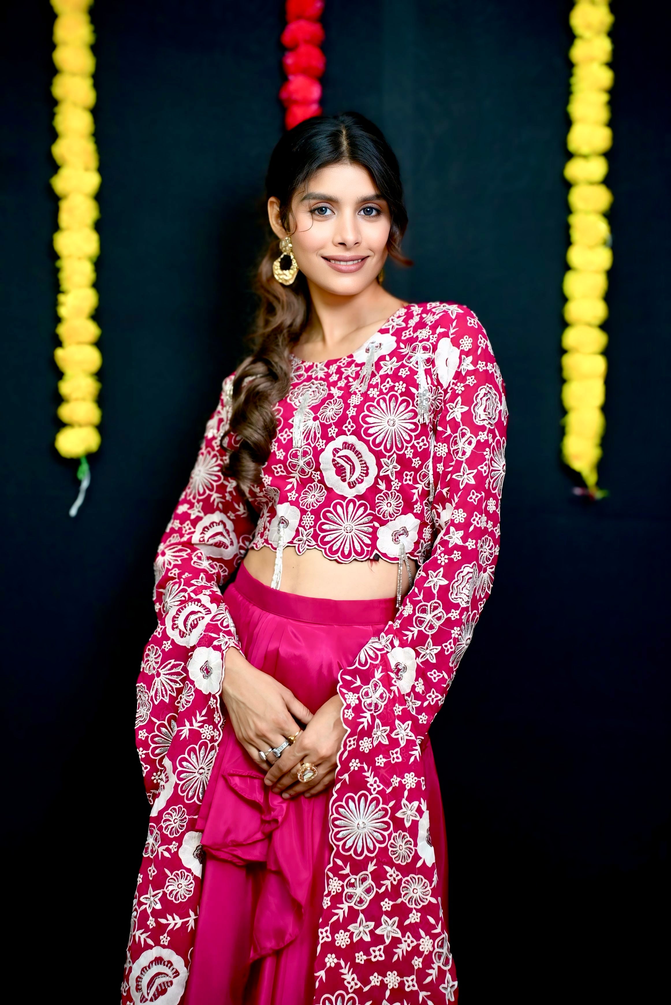 Pink long sleeve top & skirt #041006