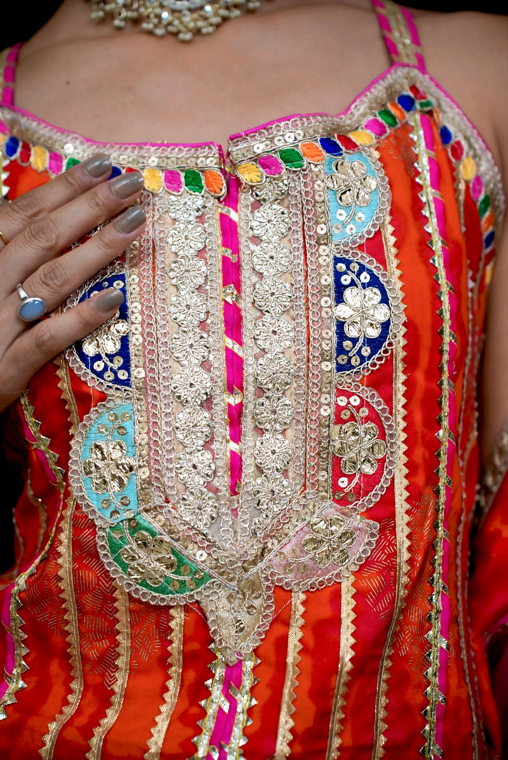 Orange golden gota sharara suit set #041004