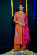 Orange anarkali A line suit set #051006