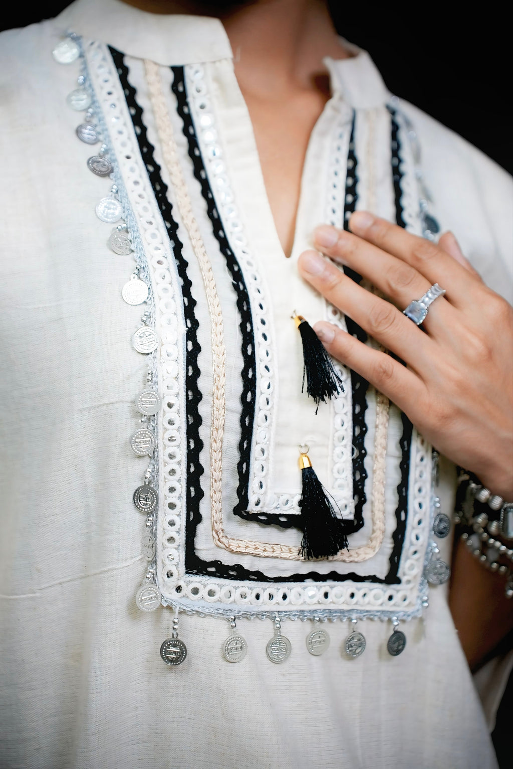 Beige embroidered kurta set #081005