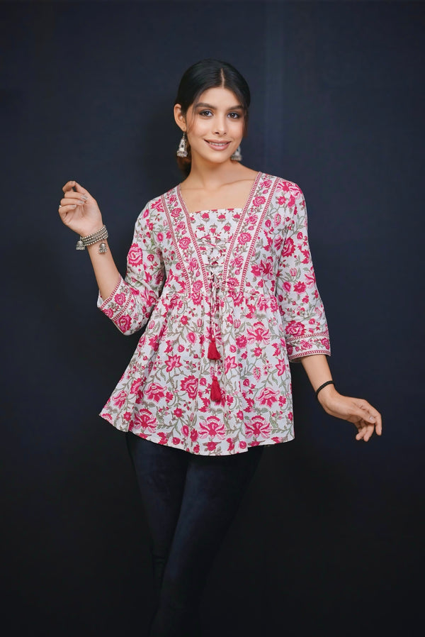 Pink floral Indian top #280902
