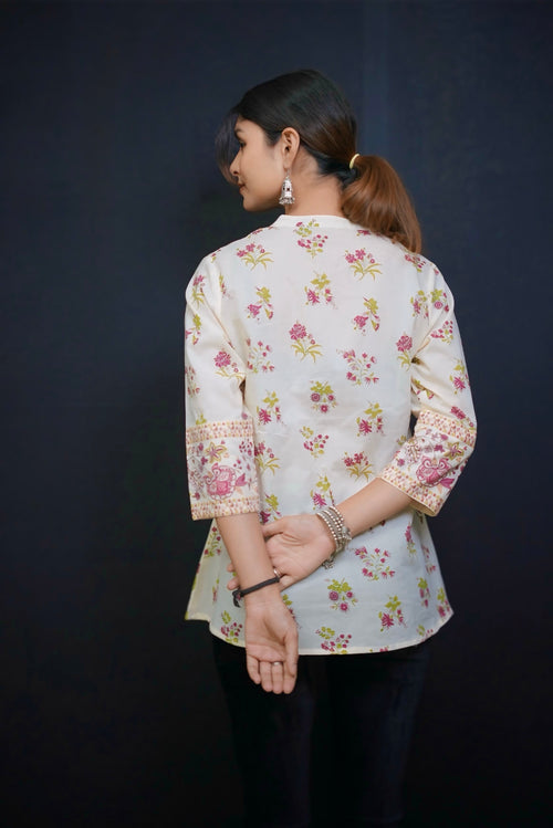 Beige floral Indian top #280901