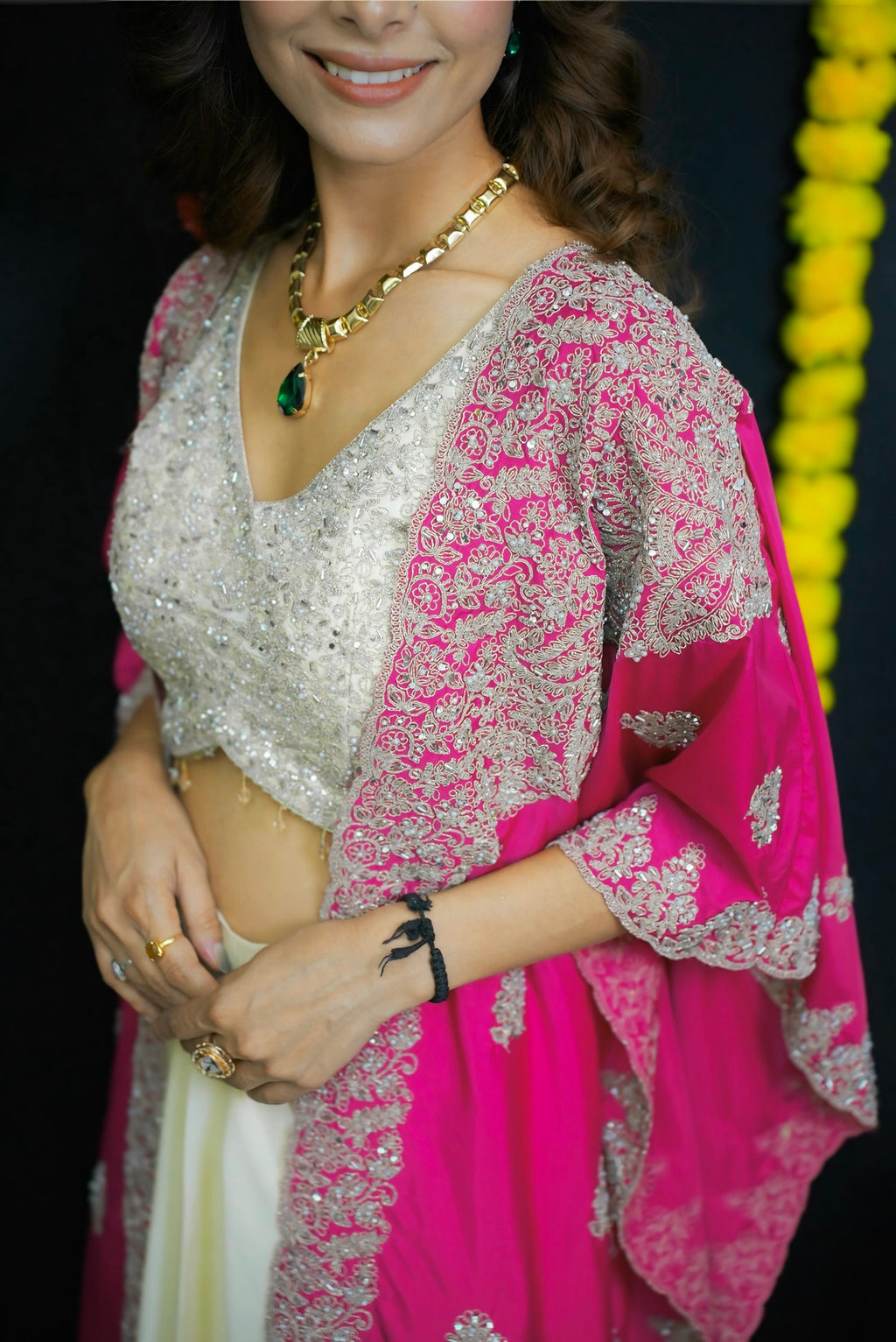 Pink & cream top and skirt set #041003