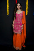 Pink & Orange sharara suit set #041001