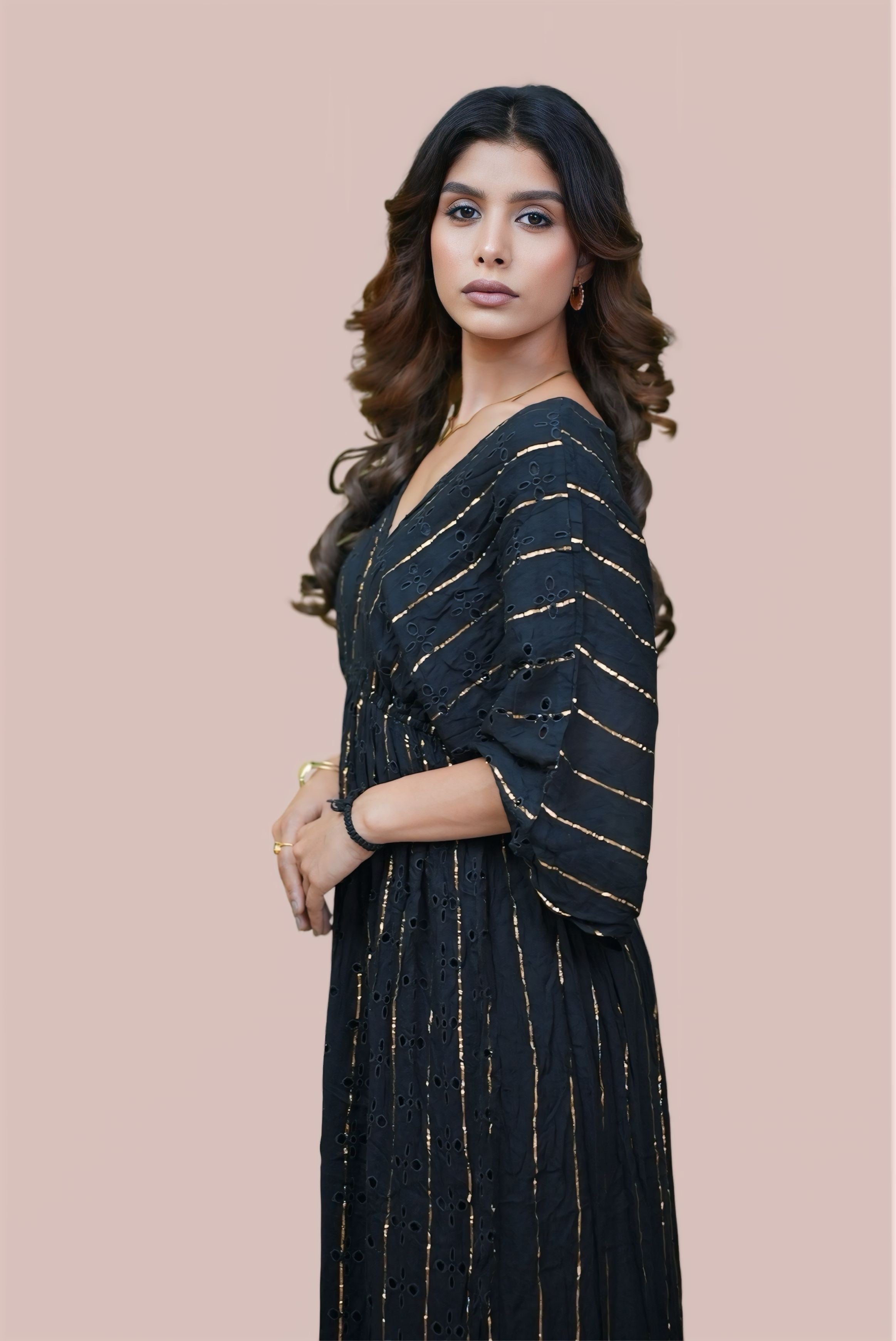 Black free size kaftan dress #210904