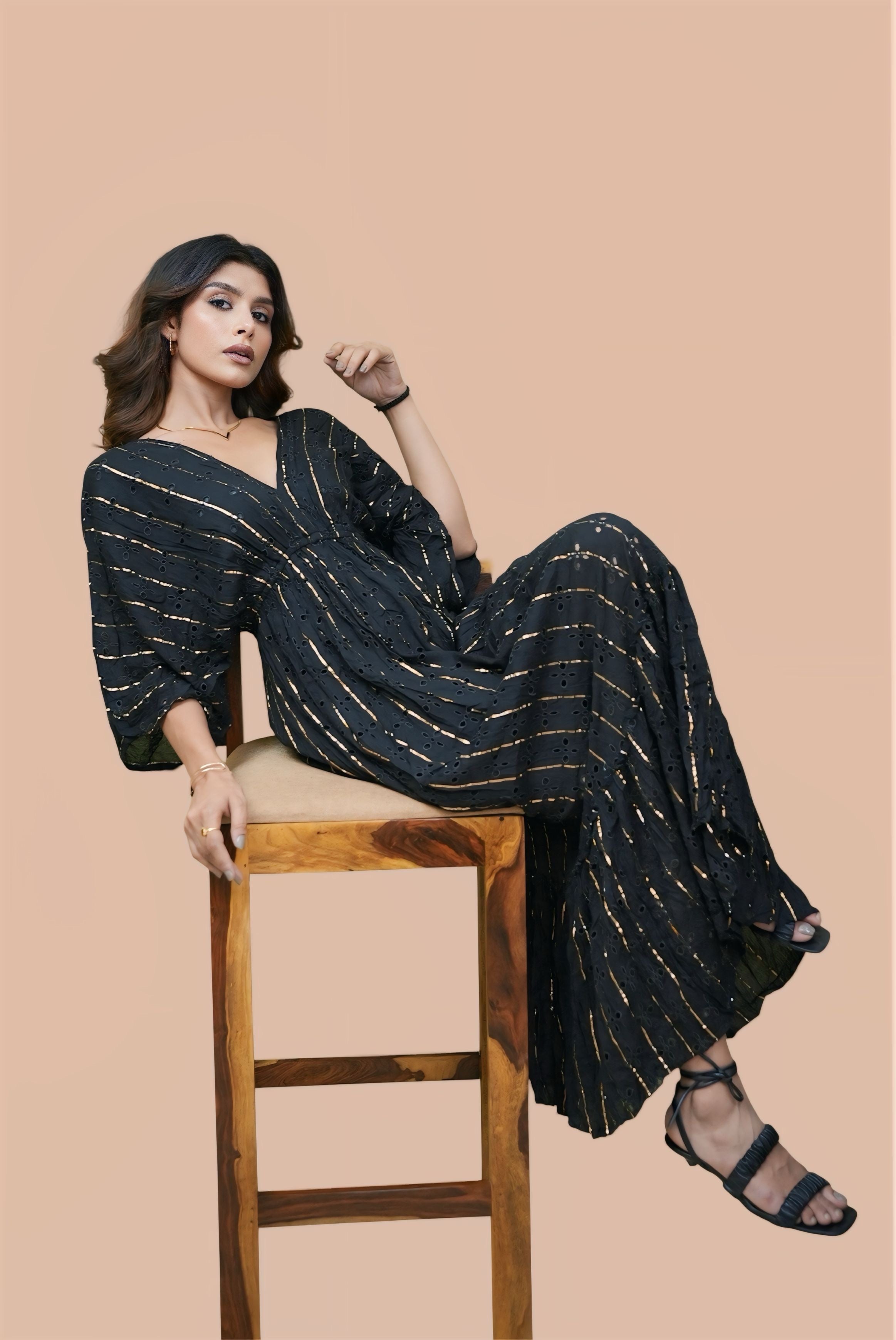 Black free size kaftan dress #210904