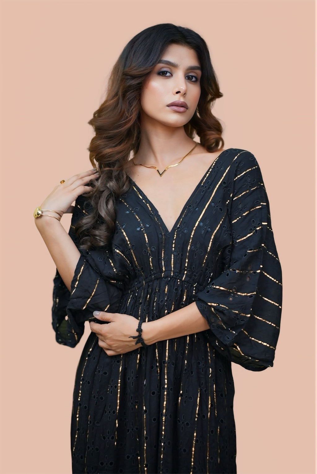 Black free size kaftan dress #210904