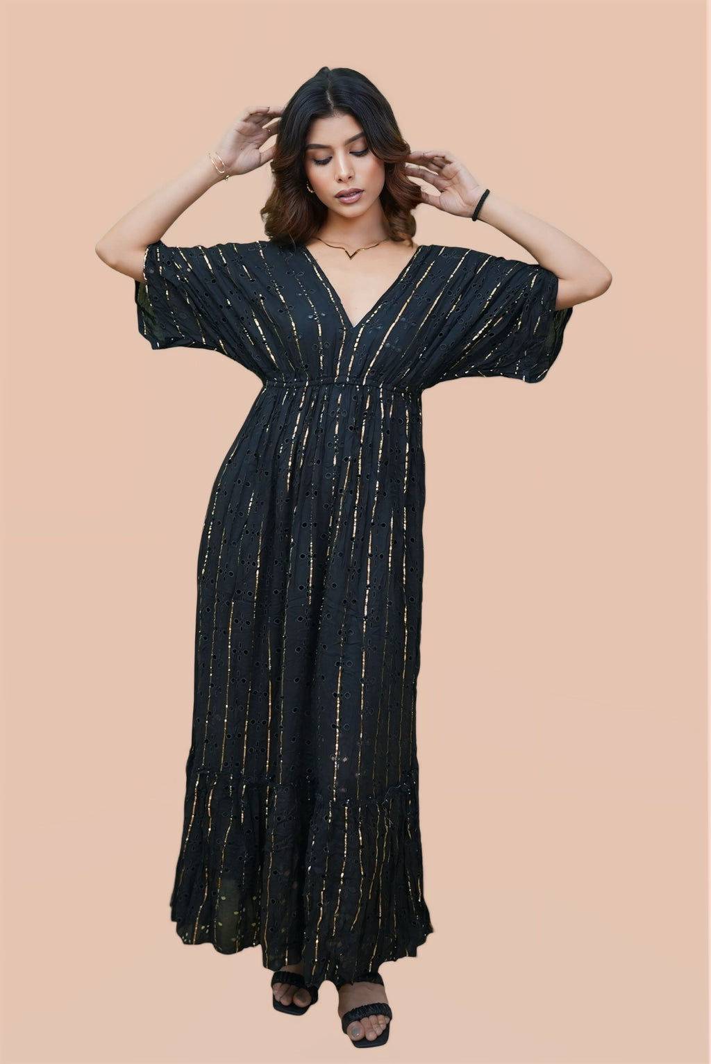 Black free size kaftan dress #210904