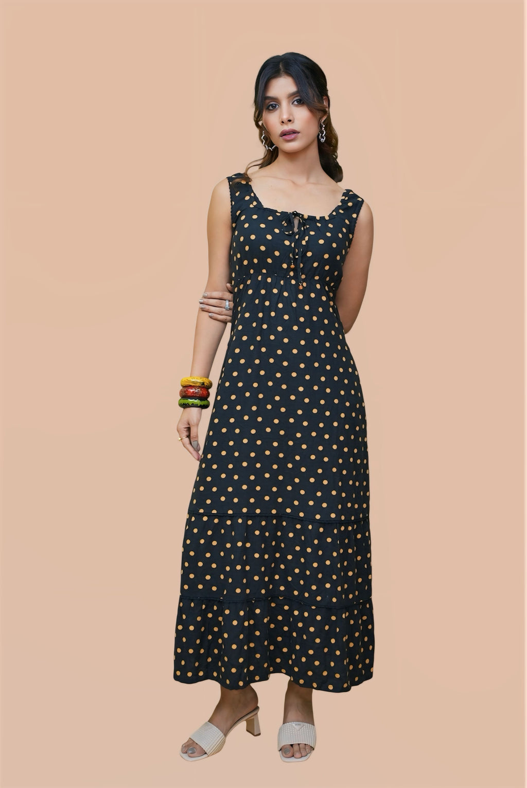 Polka dot midaxi dress #210906
