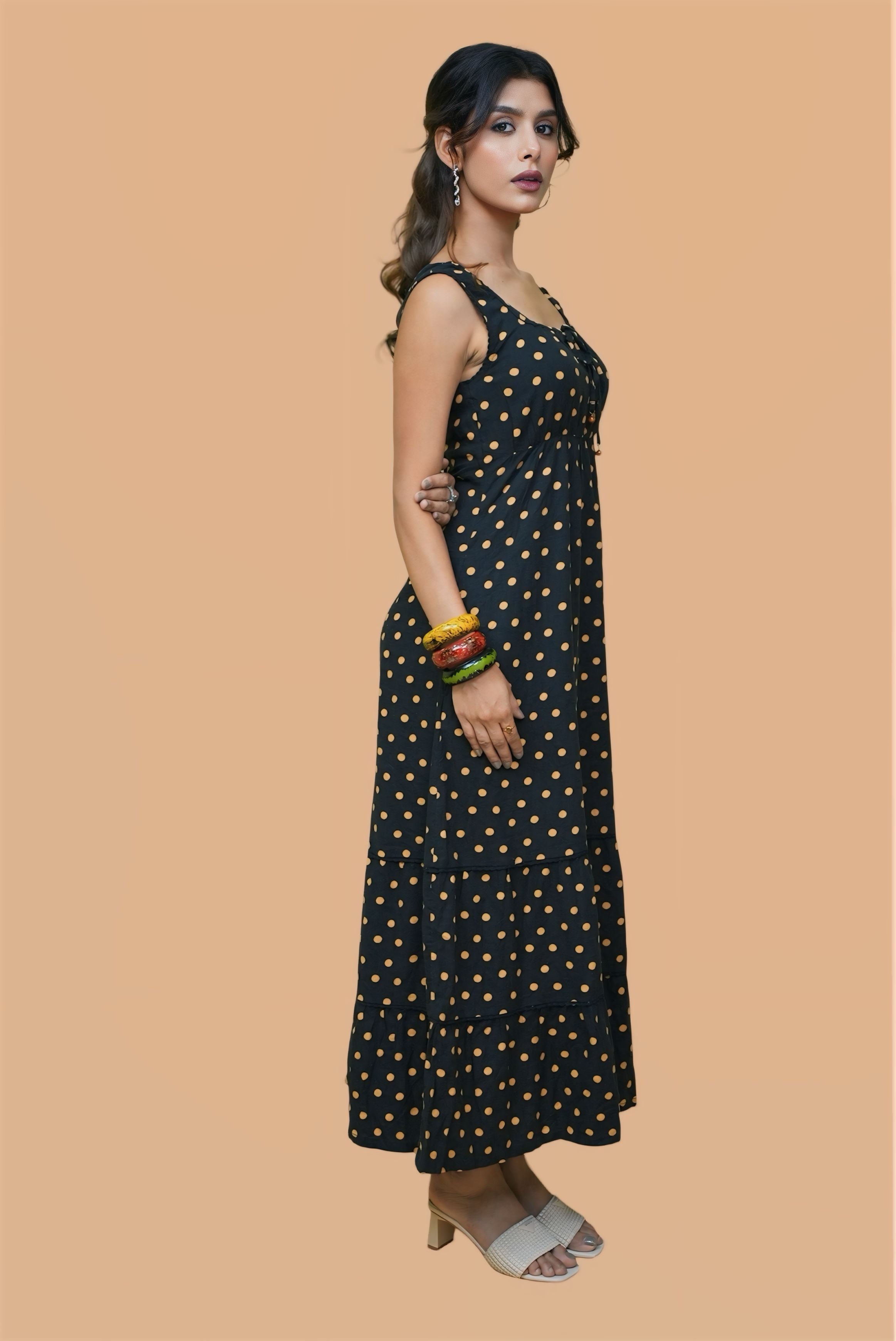 Polka dot midaxi dress #210906