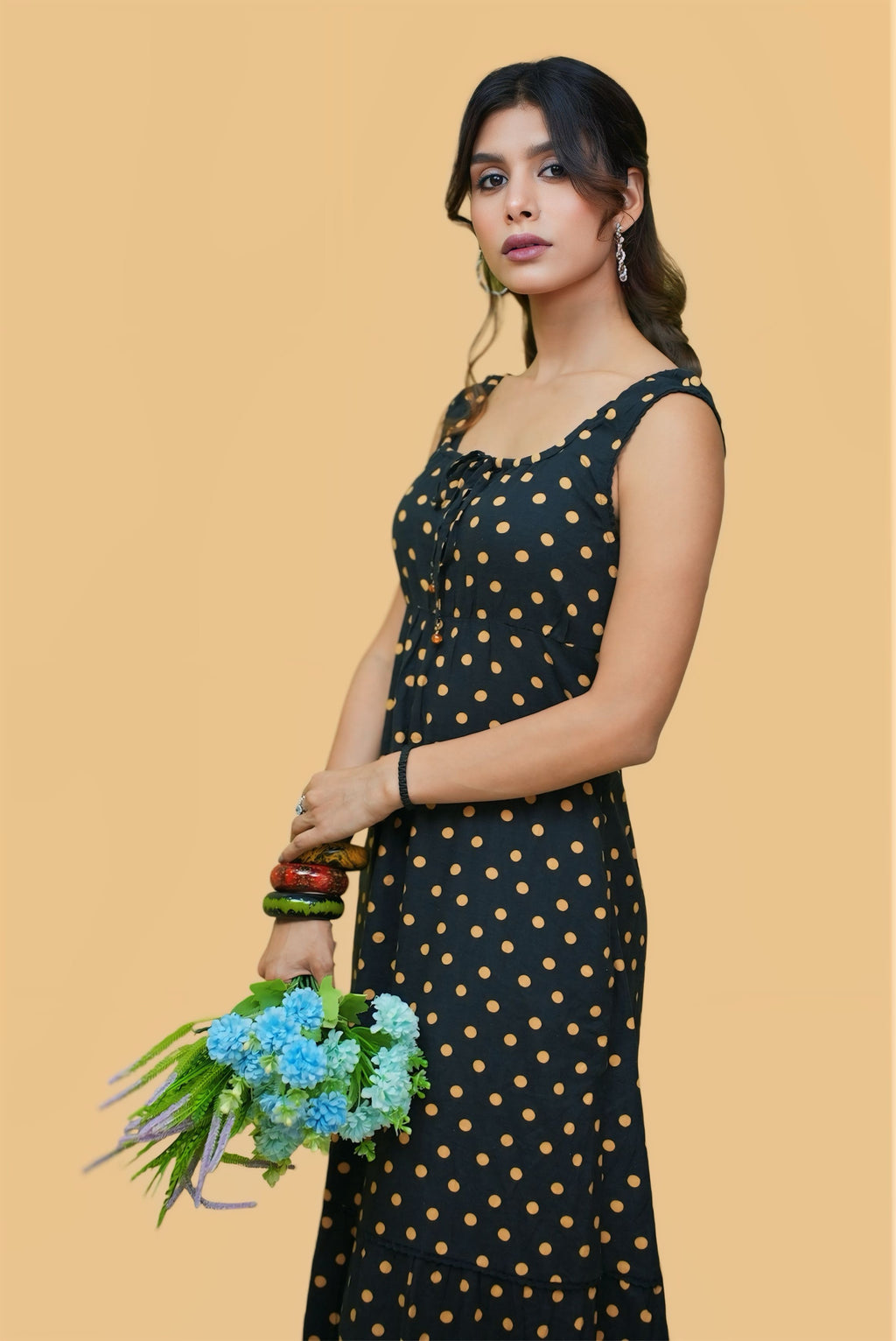 Polka dot midaxi dress #210906