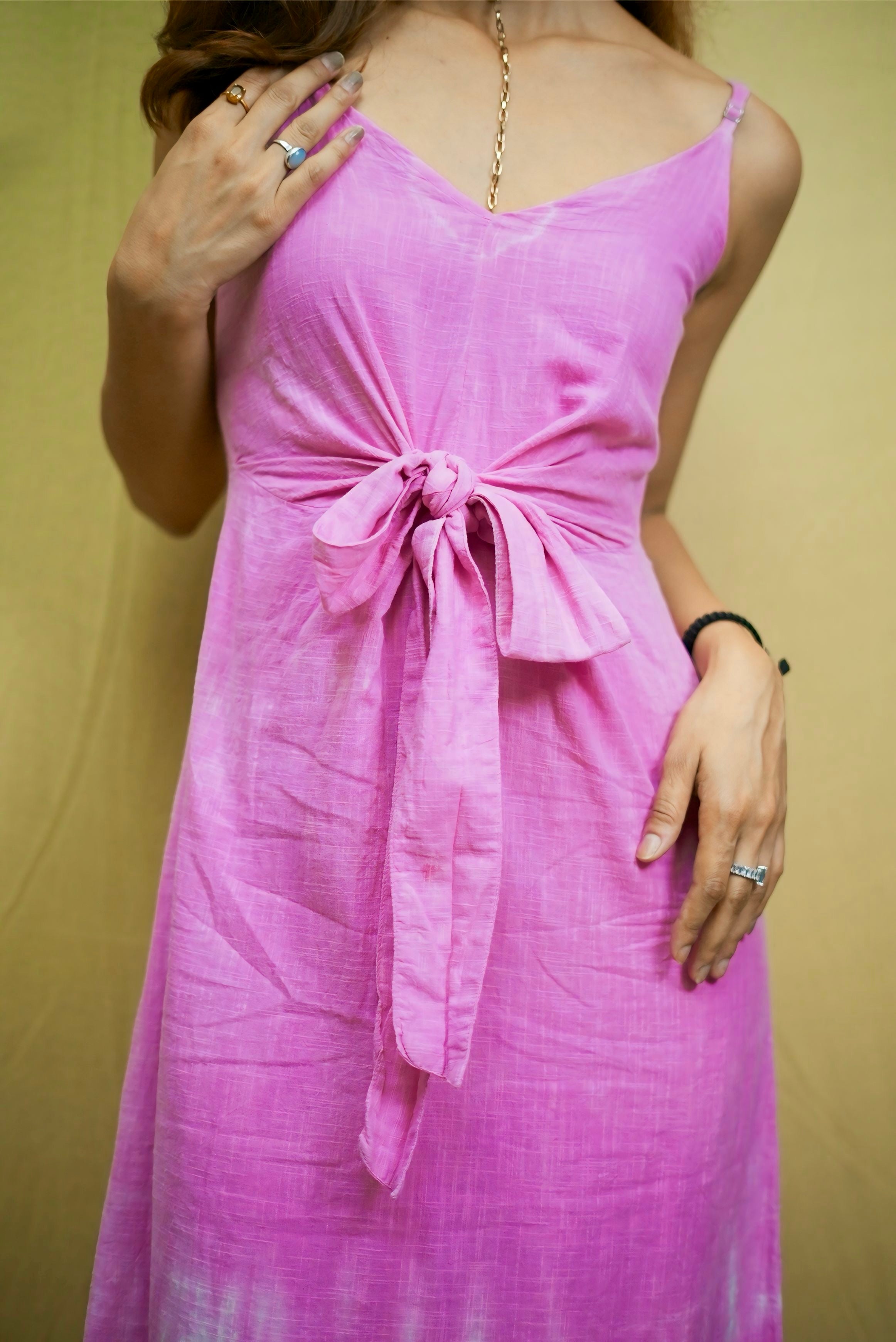 Tie & dye pink long dress #011006