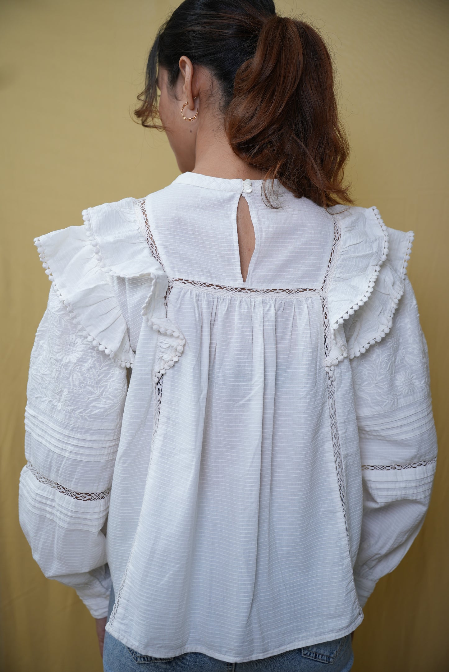 Off white full sleeve lace blouse #220901