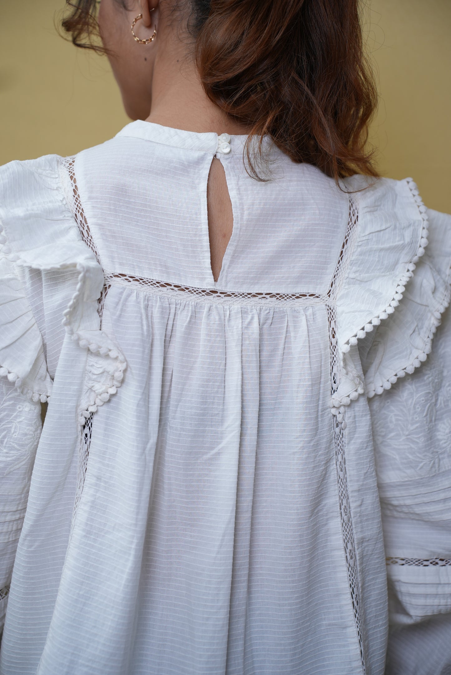 Off white full sleeve lace blouse #220901