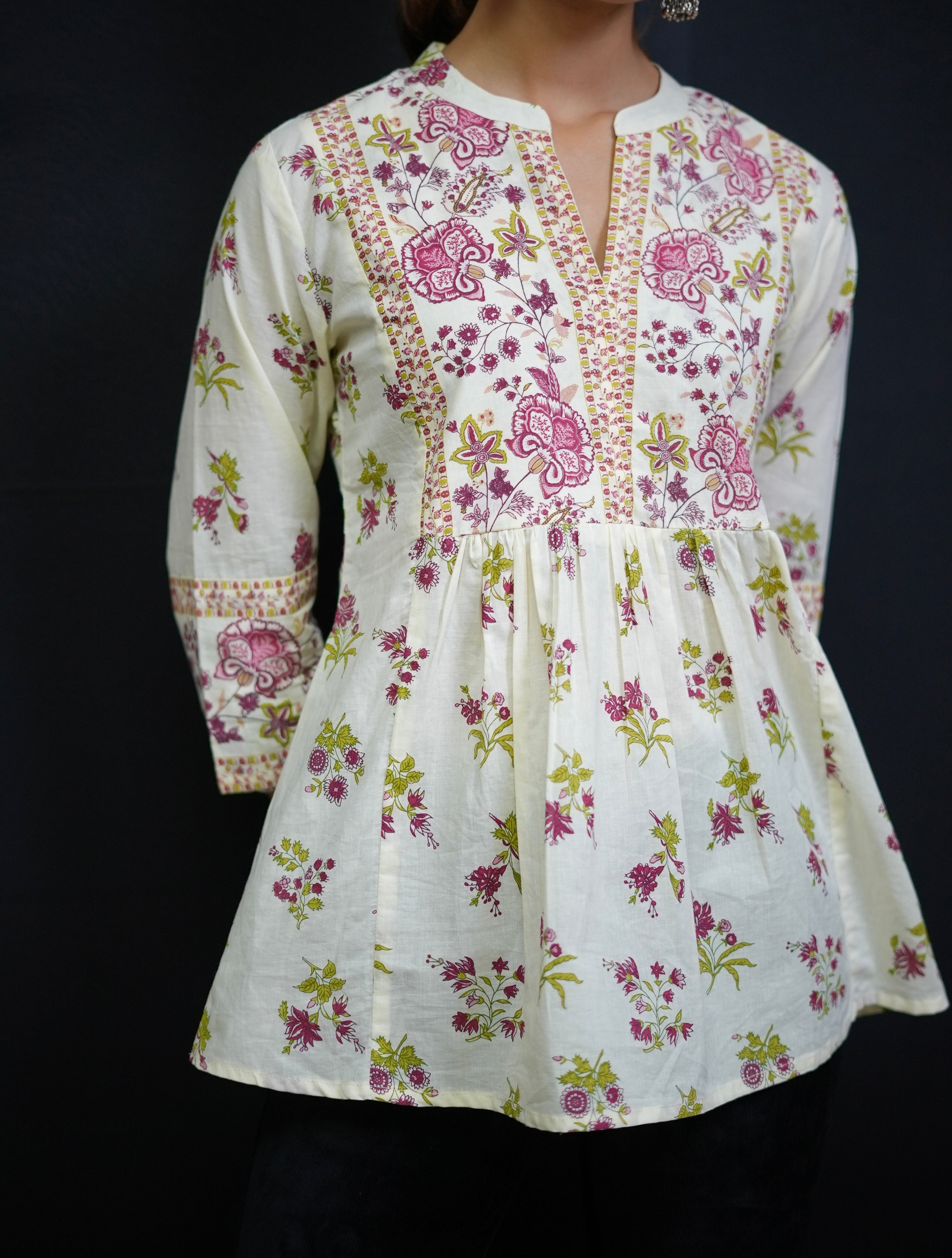 Beige floral Indian top #280901