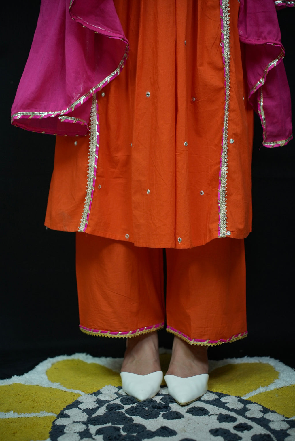 Orange anarkali A line suit set #051006