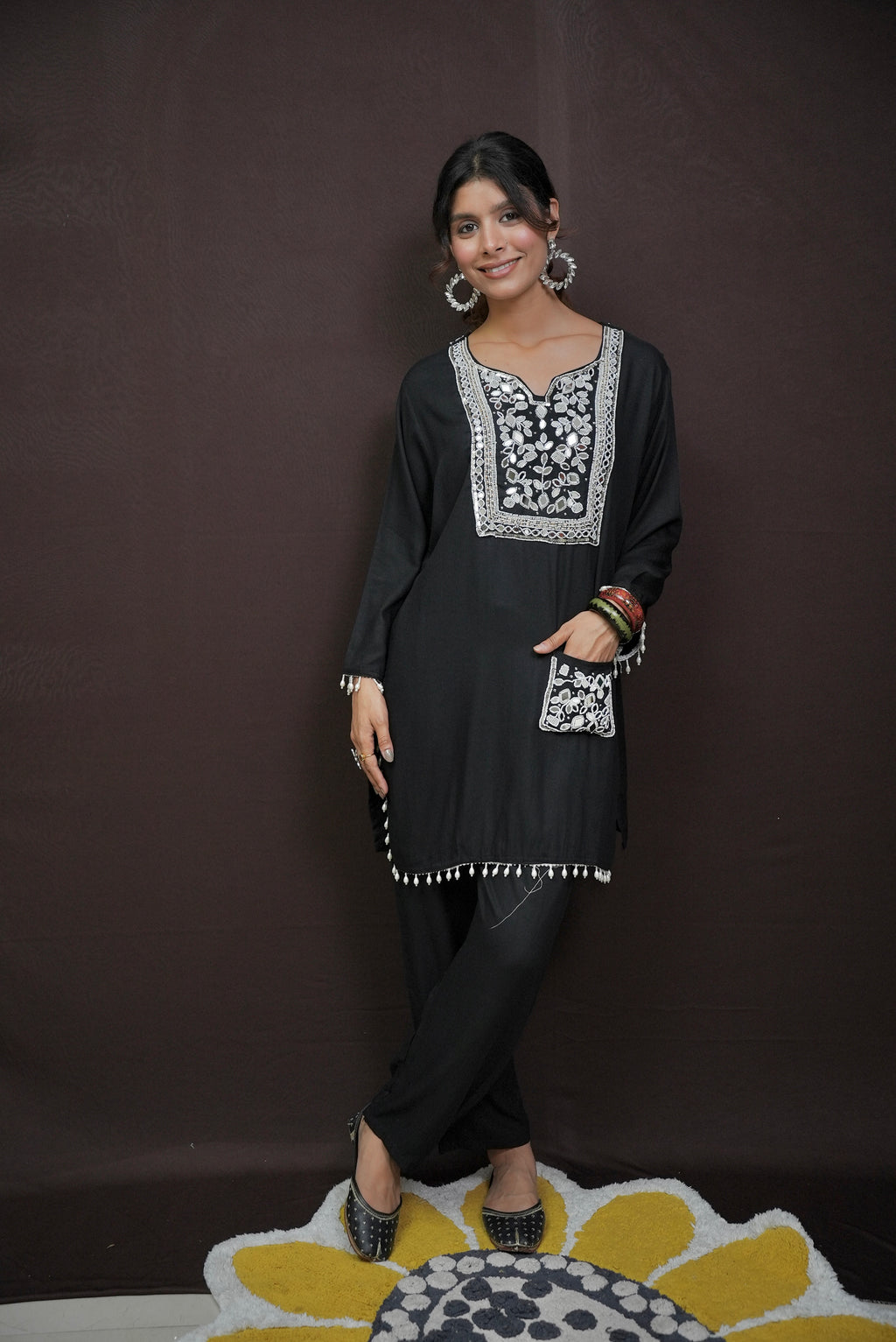 Black Punjabi embellished co-Ord/suit #081004