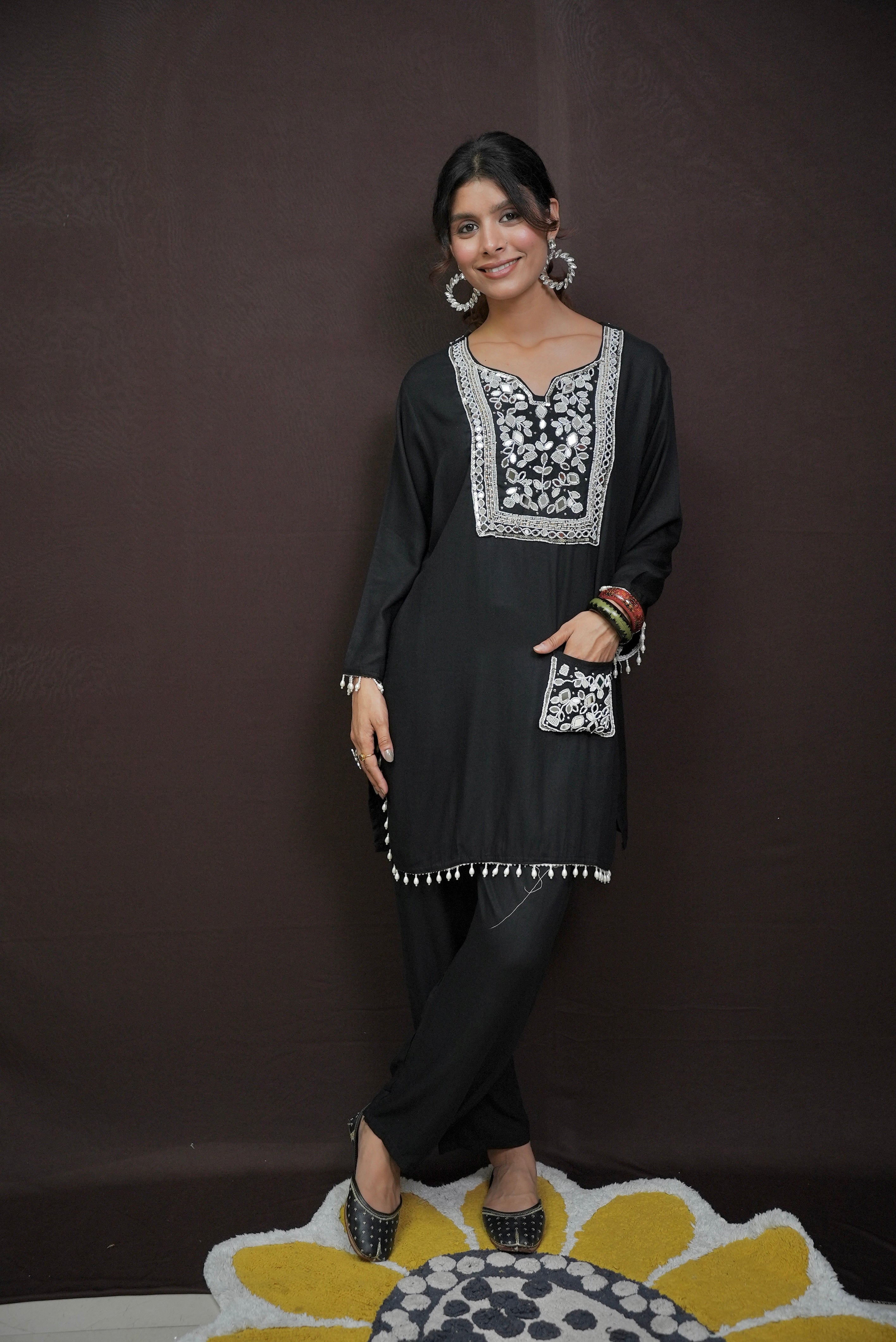 Black Punjabi embellished co-Ord/suit #081004
