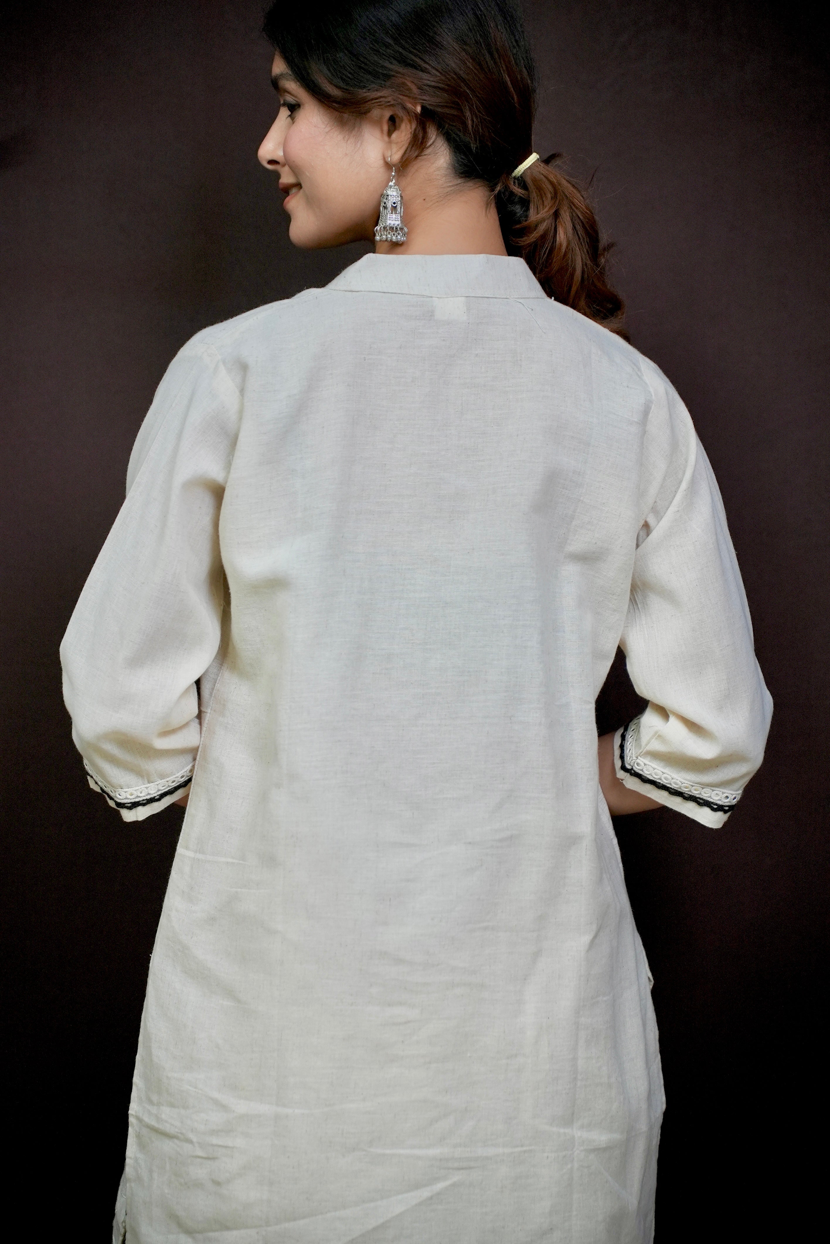 Beige embroidered kurta set #081005